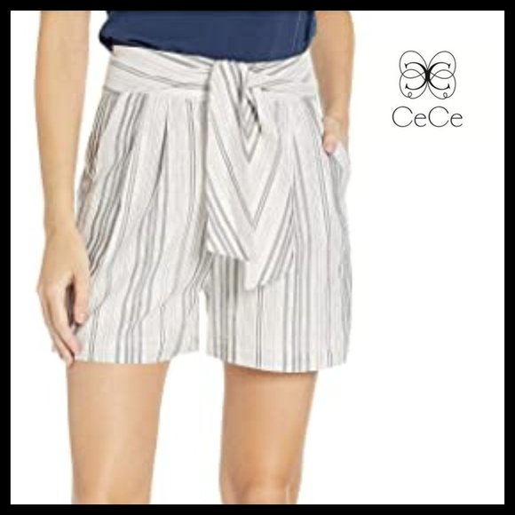 CeCe Pants - 🔴10/$25 CeCe Metallic Stripe Tie Shorts NWT 6